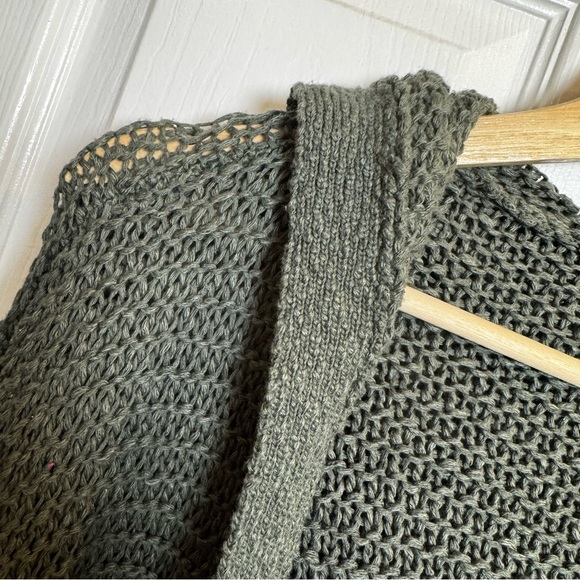 Aerie Oversized Hooded Open Knit Cardigan Sweater Sage Green Medium Cozy Boho - Picture 4 of 7